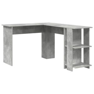 vidaXL Sarok&iacute;r&oacute;asztal Beton Sz&uuml;rke Szerelt Fa 140 x 113,5 x 75 cm