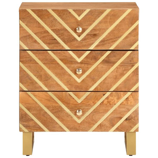 vidaXL barna és fekete tömör mangófa éjjeliszekrény 50x33x60 cm