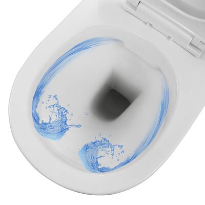 vidaXL fehér kerámia perem nélküli fali WC