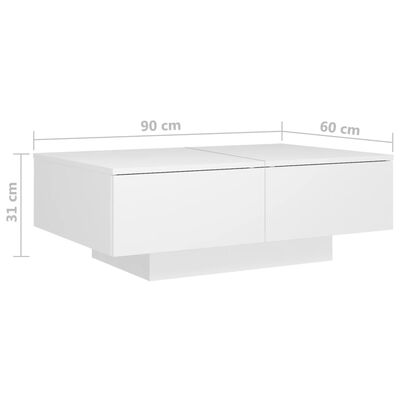 vidaXL fehér forgácslap dohányzóasztal 90 x 60 x 31 cm