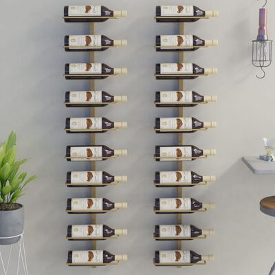 vidaXL arany fém falra szerelhető bortartó állvány 10 palacknak
