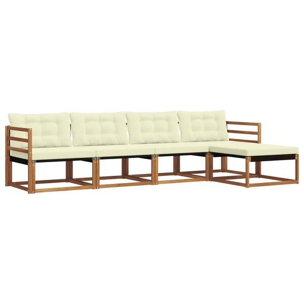 vidaXL K&uuml;lt&eacute;ri kanap&eacute; szett p&aacute;rn&aacute;val 5 pcs Term&eacute;szetes &eacute;s kr&eacute;msz&iacute;nű