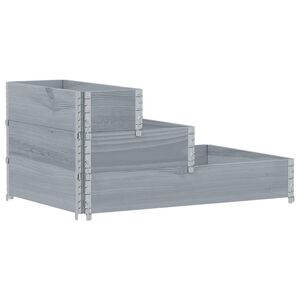 vidaXL 3 szintes sz&uuml;rke t&ouml;m&ouml;r fenyőfa magas&aacute;gy&aacute;s 120 x 80 cm