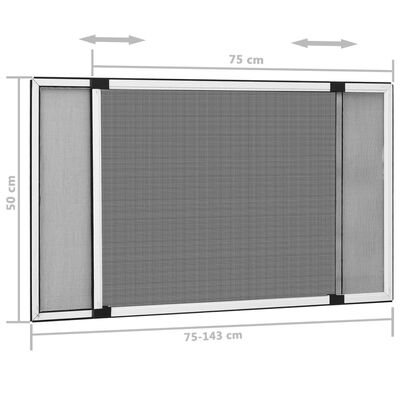 vidaXL fehér kihúzható ablakszúnyogháló (75-143) x 50 cm