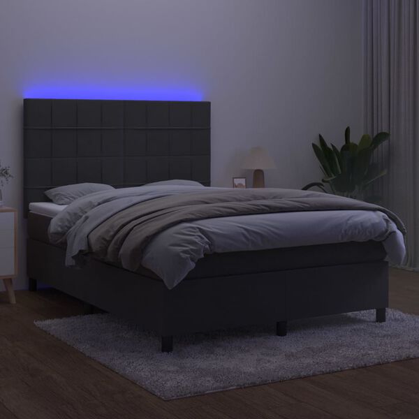 vidaXL s&ouml;t&eacute;tsz&uuml;rke b&aacute;rsony rug&oacute;s &eacute;s LED-es &aacute;gy matraccal 140x200 cm