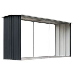 vidaXL antracitsz&uuml;rke horganyzott ac&eacute;l tűzifat&aacute;rol&oacute; 330 x 92 x 153 cm