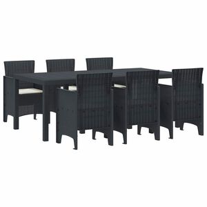 vidaXL Kert étkező szett 7 pcs Antracit Polt rattan