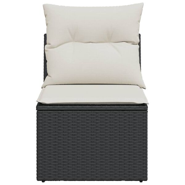 vidaXL fekete polyrattan karfa nélküli kerti kanapé párnával