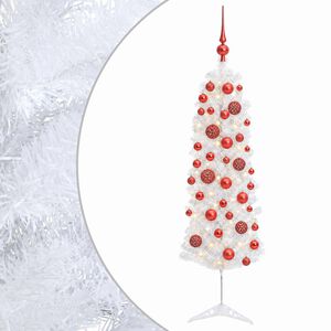 vidaXL Karcs&uacute; műkar&aacute;csonyfa g&ouml;mb&ouml;kkel 150 cm 150 LED Meleg feh&eacute;r