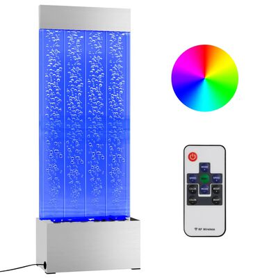 vidaXL rozsdamentes acél és akril buborékoszlop RGB LED-ekkel 110 cm