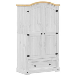 vidaXL feh&eacute;r Corona t&ouml;m&ouml;r fenyőfa ruh&aacute;sszekr&eacute;ny 102 x 52 x 186 cm