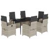 vidaXL 7 r&eacute;szes vil&aacute;gossz&uuml;rke polyrattan kerti &eacute;tkezőszett p&aacute;rn&aacute;val