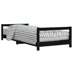 vidaXL fekete t&ouml;m&ouml;r fenyőfa gyerek&aacute;gykeret 90 x 190 cm