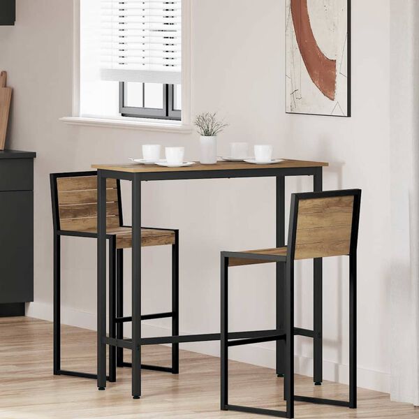 vidaXL asztal Artisan t&ouml;lgy 100 x 40 x 100,5 cm Műszaki fa &eacute;s ac&eacute;l