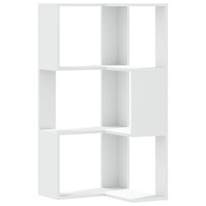 vidaXL 3 szintes feh&eacute;r szerelt fa sarok k&ouml;nyvespolc 50 x 50 x 102 cm