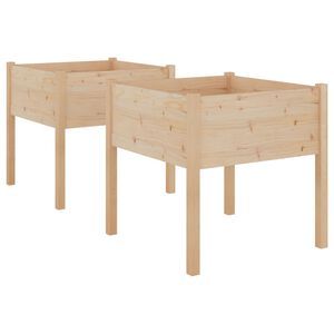 vidaXL 2 db t&ouml;m&ouml;r fenyőfa kerti vir&aacute;gtart&oacute; 70 x 70 x 70 cm