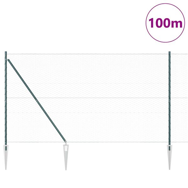 vidaXL Kerítésoszlop Zöld 100 x 1,5 m (36 mm háló) Acél és PVC
