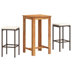 vidaXL 3 r&eacute;szes barna t&ouml;m&ouml;r ak&aacute;cfa &eacute;s polyrattan kerti b&aacute;rszett