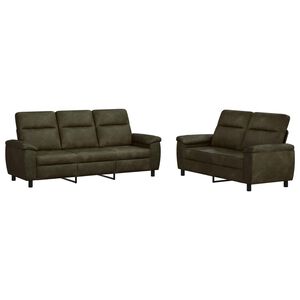vidaXL Kanap&eacute; Szett 2 pcs Katonai z&ouml;ld Műsuede Bőr