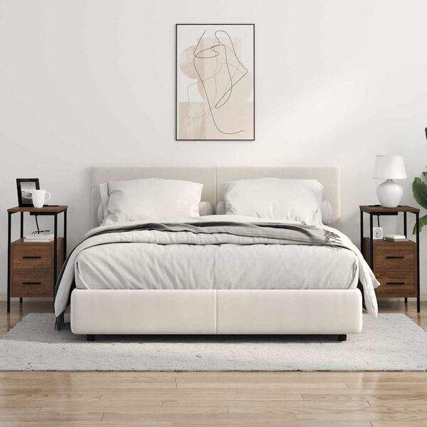 vidaXL Éjjeliszekrény 2 pcs Barna Tölgy 30 x 48 x 61 cm Faanyag