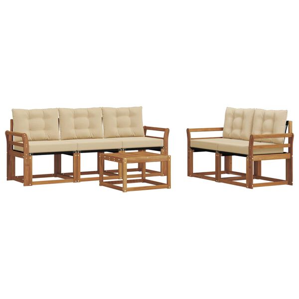 vidaXL K&uuml;lt&eacute;ri kanap&eacute; szett p&aacute;rn&aacute;val 6 pcs Term&eacute;szetes &eacute;s b&eacute;zs