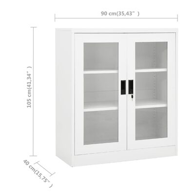 vidaXL fehér acél irodai szekrény 90 x 40 x 105 cm