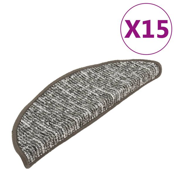 vidaXL 15 db antracitsz&uuml;rke l&eacute;pcsőszőnyeg 56x17x3 cm