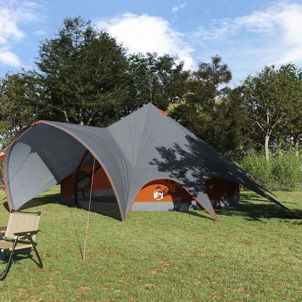 vidaXL Teepee s&aacute;tor tetővel Sz&uuml;rke &eacute;s narancs 600 x 600 x 347 cm