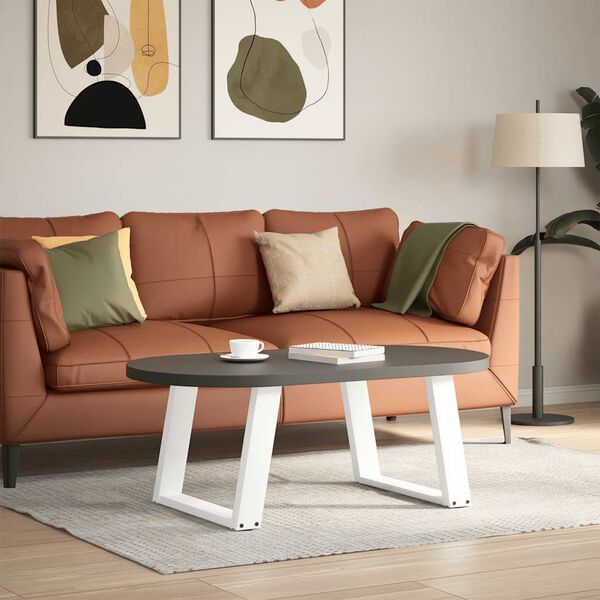 vidaXL 2 db U alakú dohányzóasztal láb fehér 70 x (42-43) cm acél