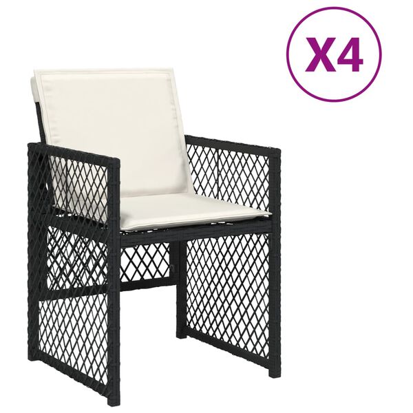 vidaXL 4 db fekete polyrattan kerti sz&eacute;k p&aacute;rn&aacute;val