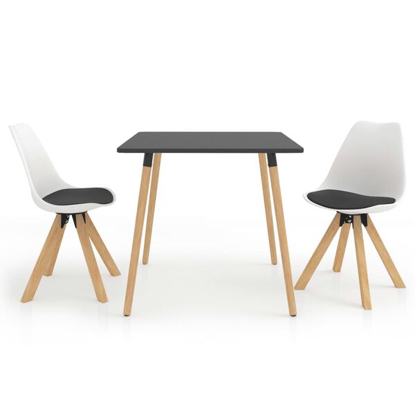 vidaXL 3 r&eacute;szes fekete &eacute;s feh&eacute;r &eacute;tkezőszett