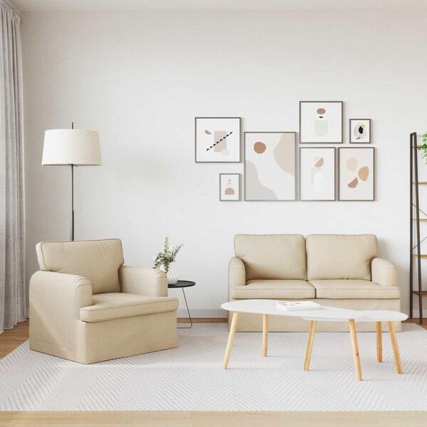 vidaXL Kanap&eacute; 2 pcs Kr&eacute;m 144 x 80 x 85 cm sz&ouml;vet