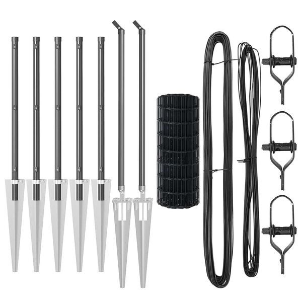 vidaXL Ker&iacute;t&eacute;s oszlopokkal Sz&uuml;rke 0,6 x 10 m Ac&eacute;l &eacute;s PVC