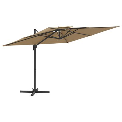vidaXL tópszínű dupla tetős konzolos napernyő 300x300 cm