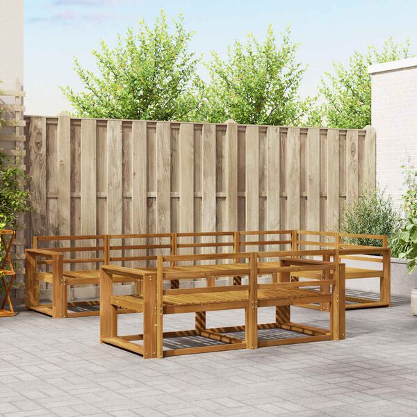 vidaXL K&uuml;lt&eacute;ri kanap&eacute; szett 7 pcs Term&eacute;szetes T&ouml;m&ouml;r Ak&aacute;cfa