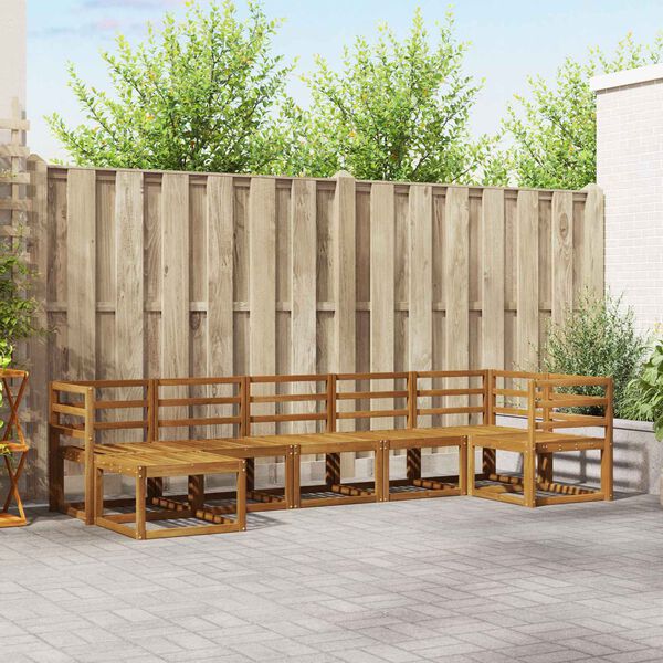 vidaXL K&uuml;lt&eacute;ri kanap&eacute; szett 7 pcs Term&eacute;szetes T&ouml;m&ouml;r Ak&aacute;cfa