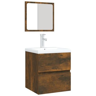 vidaXL sonoma tölgy fürdőszobai mosdószekrény mosdóval és tükörrel