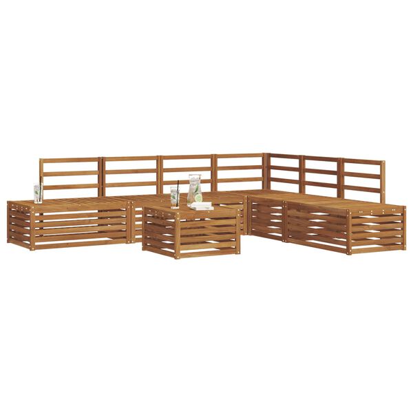 vidaXL K&uuml;lt&eacute;ri kanap&eacute; szett 7 Darab Term&eacute;szetes T&ouml;m&ouml;r Ak&aacute;cfa