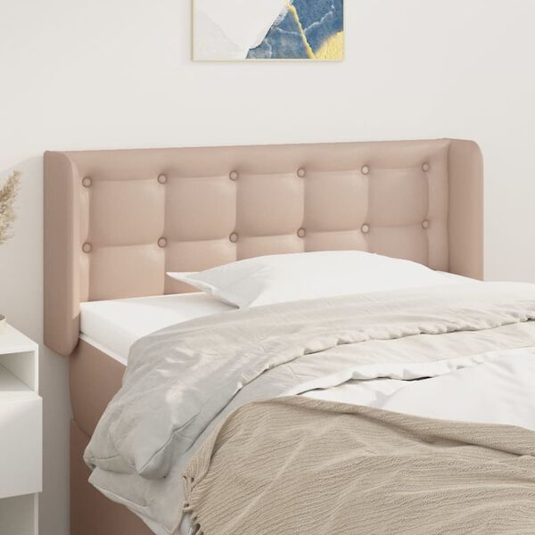 vidaXL cappuccino műbőr sz&aacute;rnyas fejt&aacute;mla 103x16x78/88 cm