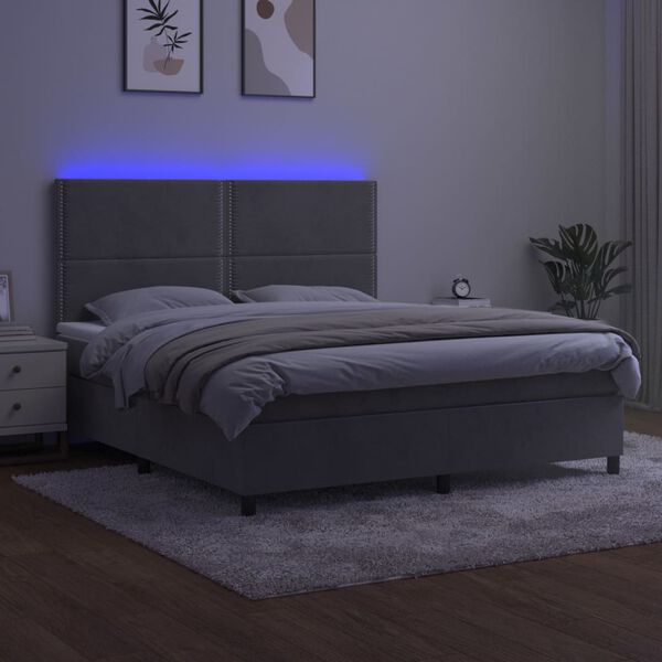 vidaXL vil&aacute;gossz&uuml;rke b&aacute;rsony rug&oacute;s &eacute;s LED-es &aacute;gy matraccal 160x200 cm