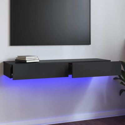vidaXL magasfényű szürke TV-szekrény LED-lámpákkal 120 x 35 x 15,5 cm