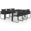 vidaXL 7 r&eacute;szes fekete PVC rattan kerti &eacute;tkezőgarnit&uacute;ra