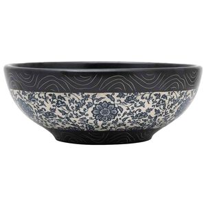 vidaXL fekete &eacute;s k&eacute;k ker&aacute;mia kerek asztali mosd&oacute; &Phi;41 x 14 cm