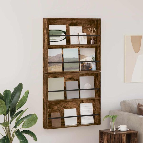 vidaXL Magazin &aacute;llv&aacute;ny 2 pcs F&uuml;st&ouml;lt t&ouml;lgy 80 x 12 x 70 cm Faanyag