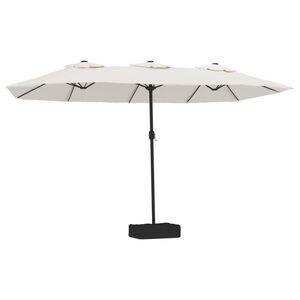 vidaXL homokfeh&eacute;r dupla tetős napernyő 449x265 cm