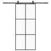 vidaXL fekete ESG &uuml;veg tol&oacute;ajt&oacute; f&eacute;mszerelv&eacute;ny-szettel 90x205 cm