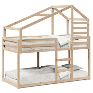 vidaXL t&ouml;m&ouml;r fenyőfa emeletes &aacute;gy matrac n&eacute;lk&uuml;l 90 x 190 cm