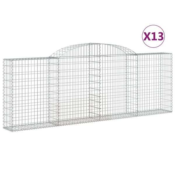 vidaXL 13 db íves horganyzott vas gabion kosár 300 x 30 x 100/120 cm