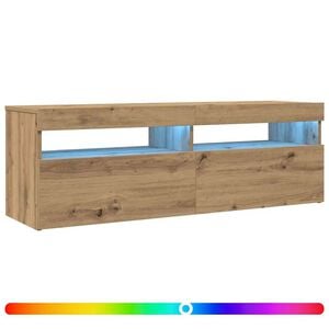 vidaXL k&eacute;zműves t&ouml;lgy szerelt fa TV-szekr&eacute;ny LED-ekkel 120x35x40 cm