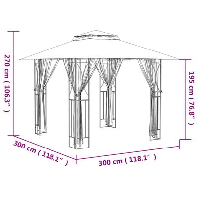 vidaXL antracit acél pavilon oldalfalakkal 300 x 300 x 270 cm